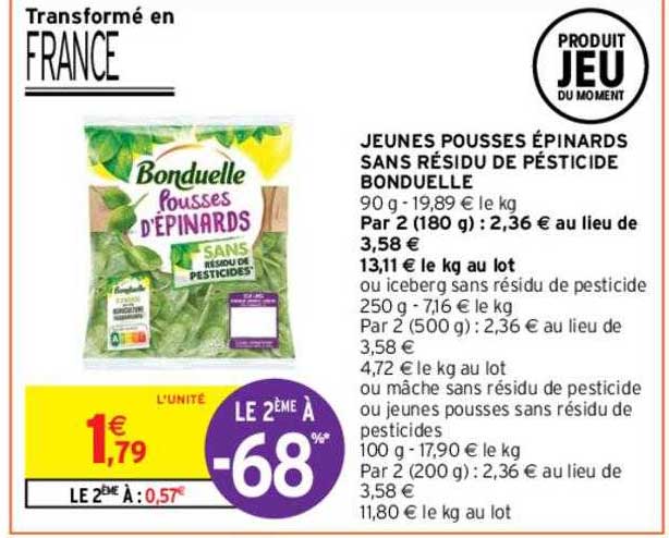 jeunes pousses épinards sans résidu de pésticide bonduelle