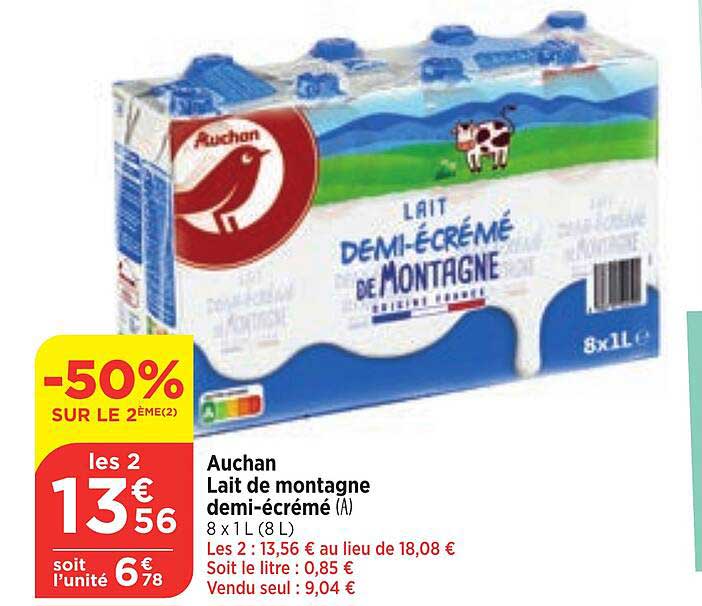 lait de montagne demi-écrémé auchan