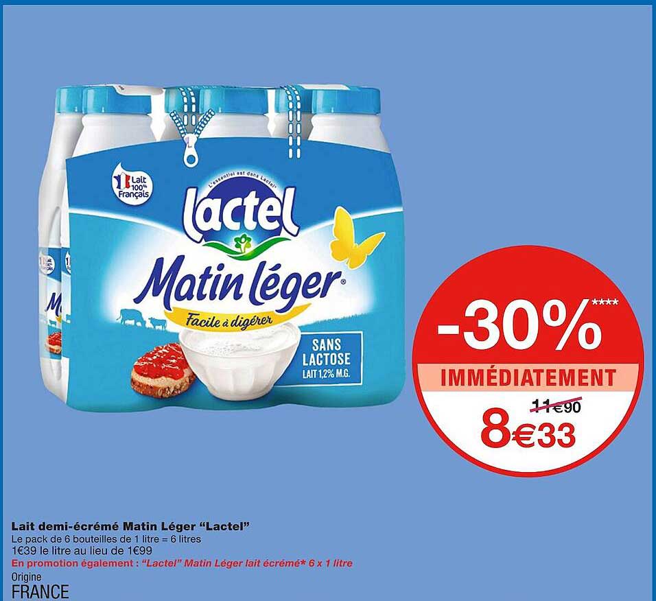 lait demi-écrémé matin léger "lactel"