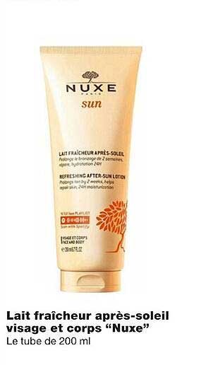 lait fraîcheur après-soleil visage et corps "nuxe"