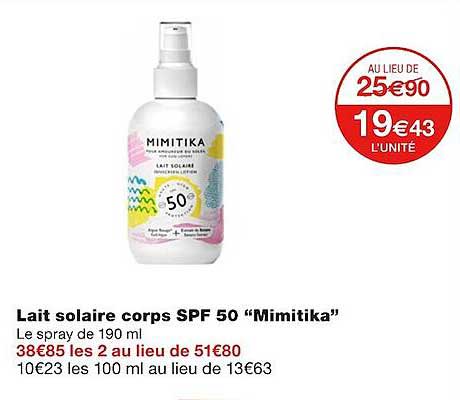 lait solaire corps spf 50 "mimitika"