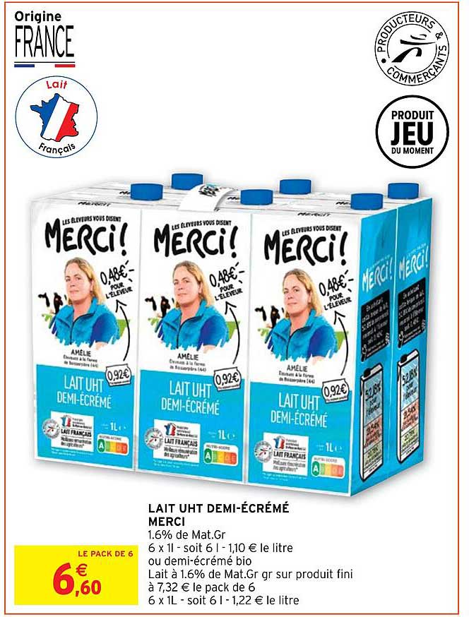 lait uht demi-écrémé merci