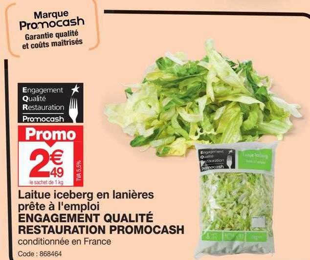 laitue iceberg en lanières prête à l'emploi engagement qualité restauration promocash