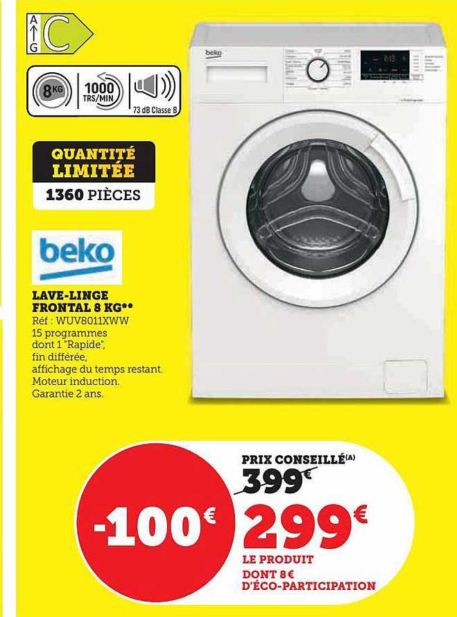 Lave-linge Frontal 8 Kg Beko