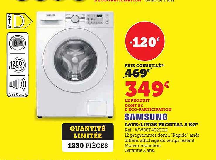 lave-linge frontal 8 kg samsung