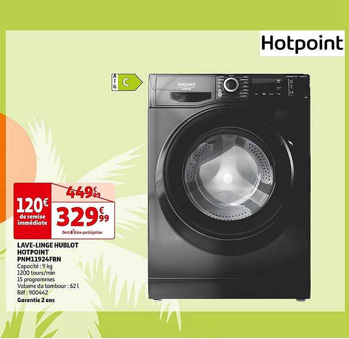 lave-linge hublot hotpoint pnm1192frn