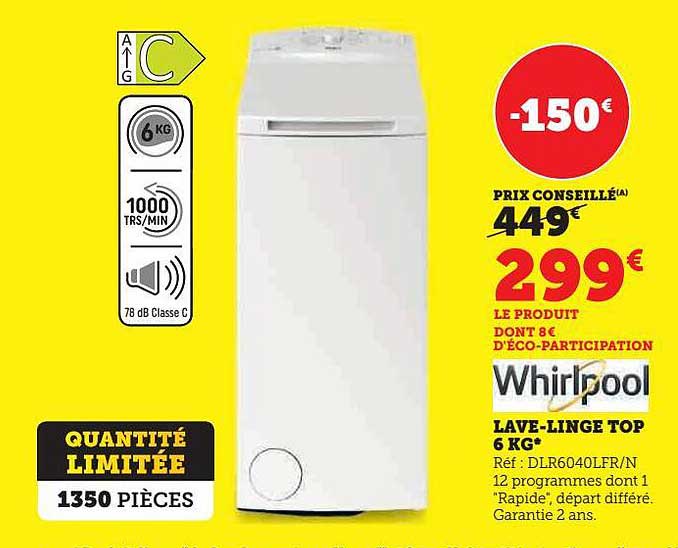 lave-linge top 6 kg whirlpool