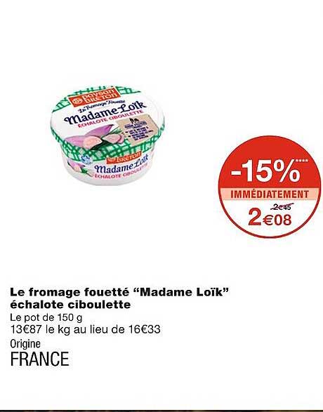 le fromage fouetté "madame loïk" échalote ciboulette