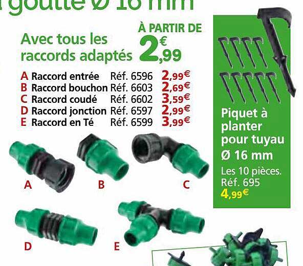 les raccords adaptés, piquet à planter pour tuyau ø 16 mm