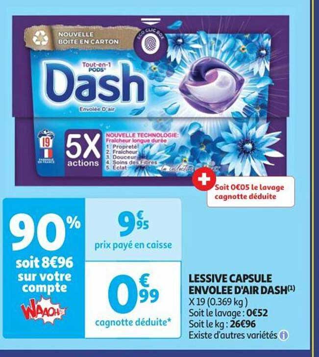 lessive capsules envolée d'air dash