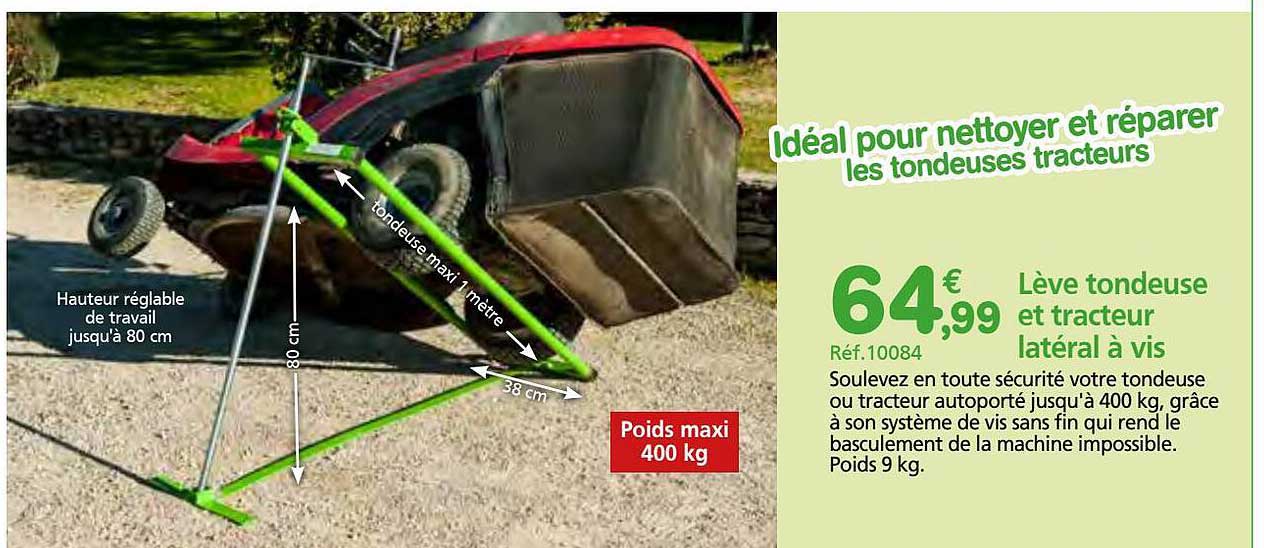 lève tondeuse et tracteur latéral à bis