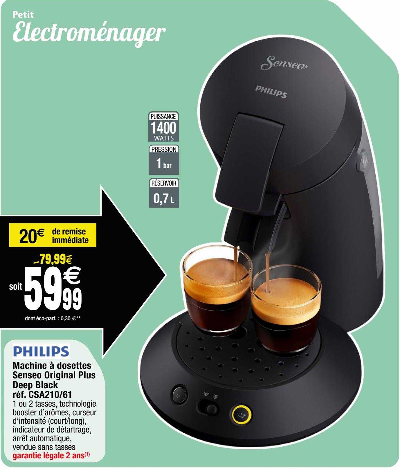 machine à dosettes senseo original plus deep black philips