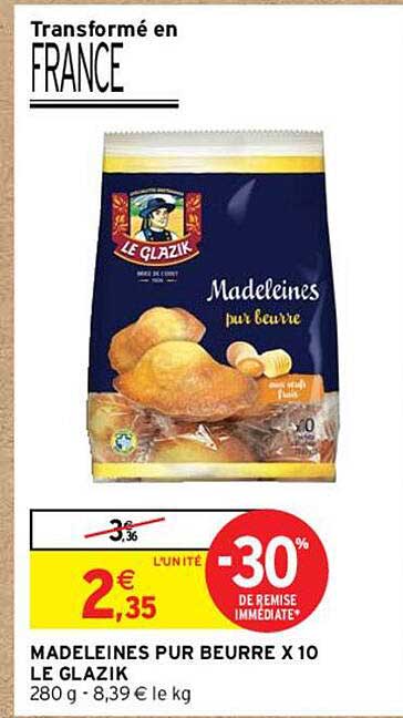 madeleines pur beurre x10 le glazik