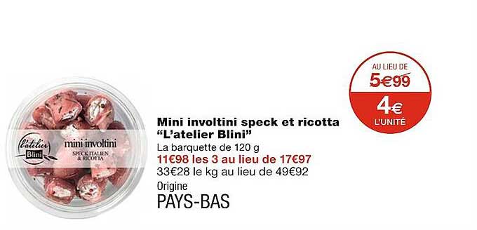 mini involtini speck et ricotta "l'atelier blini"