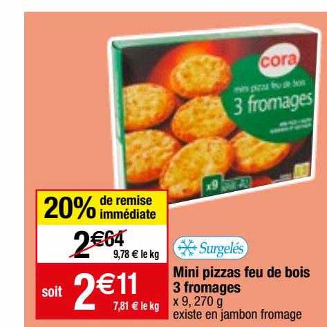 Mini Pizzas Feu De Bois 3 Fromages Cora