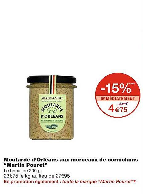 moutarde d'orléans aux morceaux de cornichons "martin pouret"