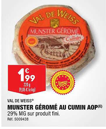 munster géromé au cumin aop val de weiss