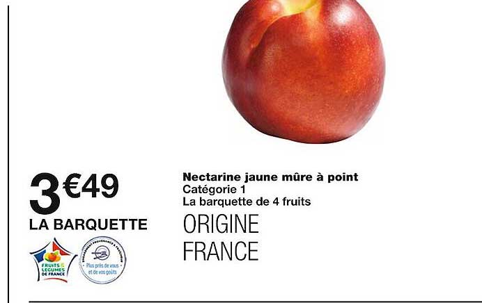 nectarine jaune mûre à point catégorie 1