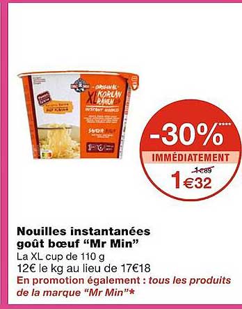 nouilles instantanées goût bœuf "mr min"
