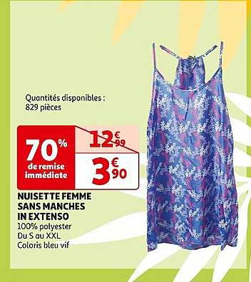nuisette femme sans manches in extenso