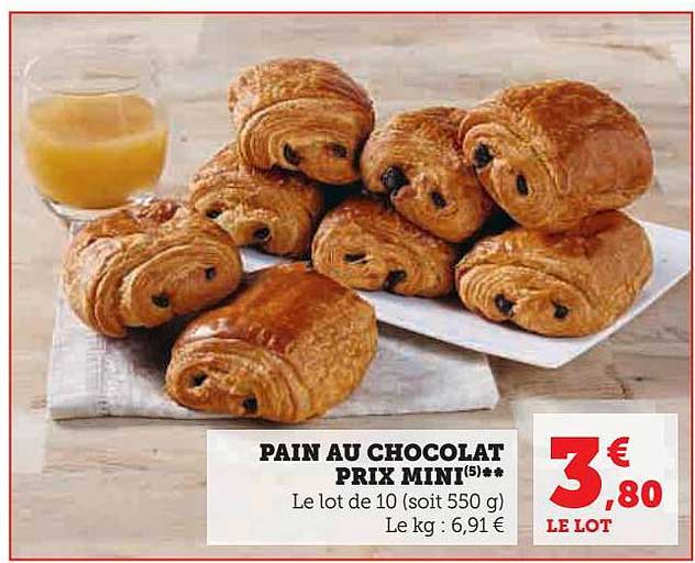pain au chocolat prix mini