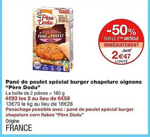 pané de poulet spécial burger chapelure oignons "père dodu"