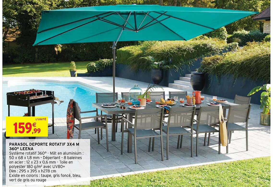 parasol deporte rotatif 3x4 m 360° leena