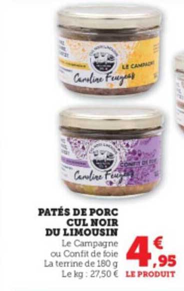 pâtés de porc cul noir du limousin