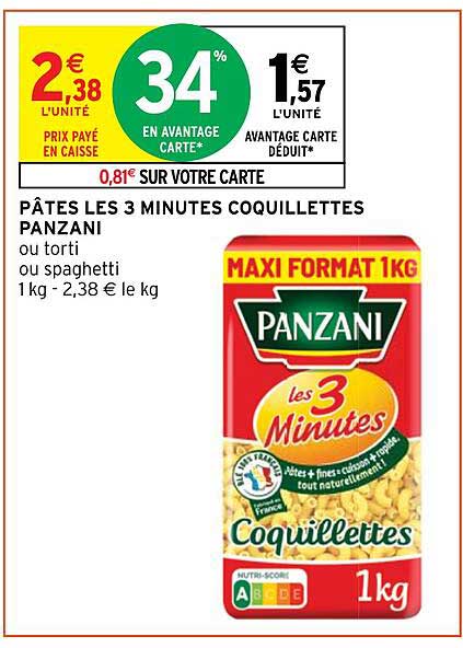 pâtes les 3 minutes coquillettes panzani