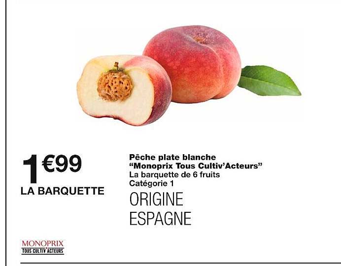 pêche plate blanche "monoprix tous cultiv'acteurs"