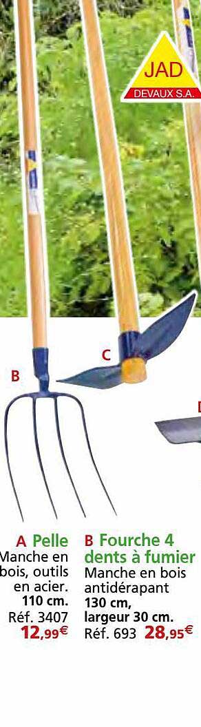 Pelle, Fourche 4 Dents à Fumier