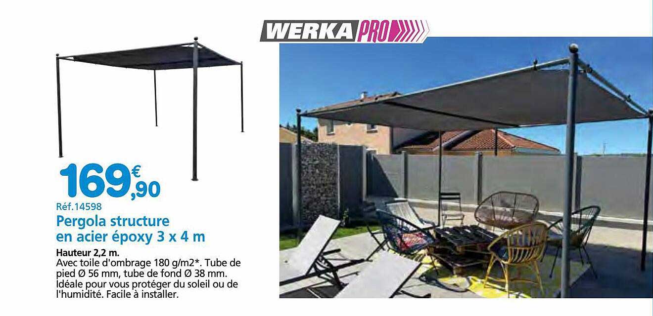 pergola structure en acier époxy  3 x 4m werka pro
