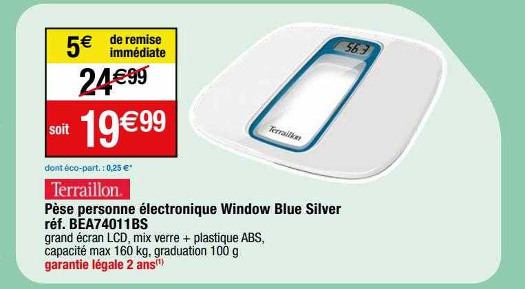 pèse personne électronique window blue silver terraillon