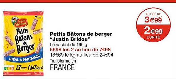 petits bâtons de berger "justin bridou"