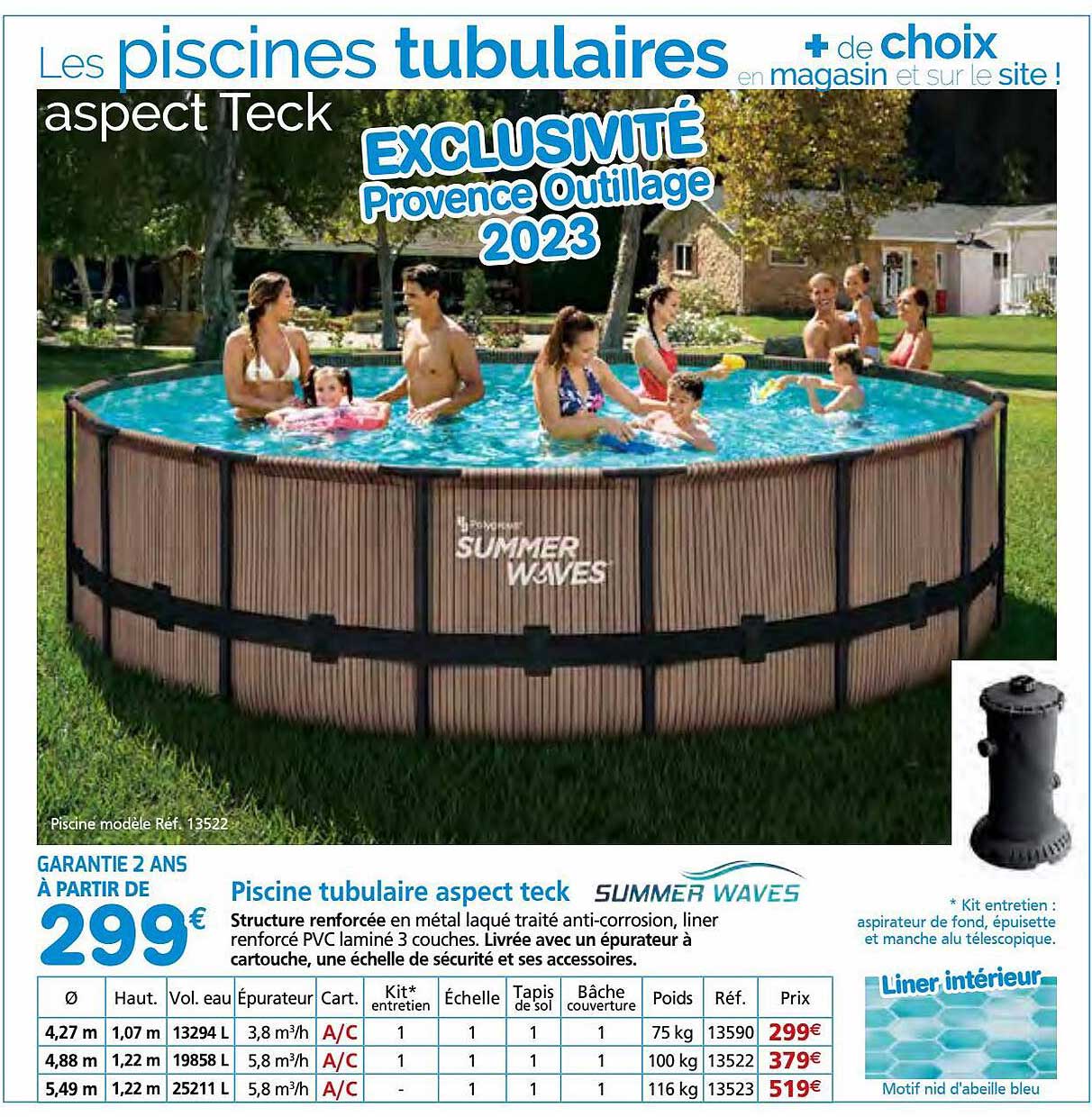 piscine tubulaire aspect teck summer waves