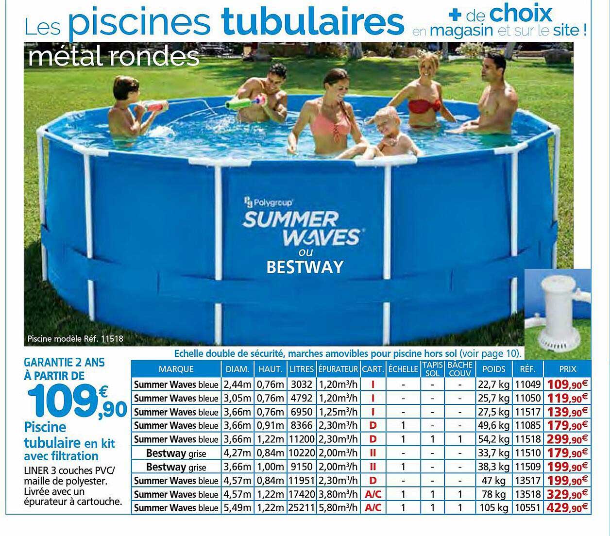 piscine tubulaire en kit avec filtration summer waves