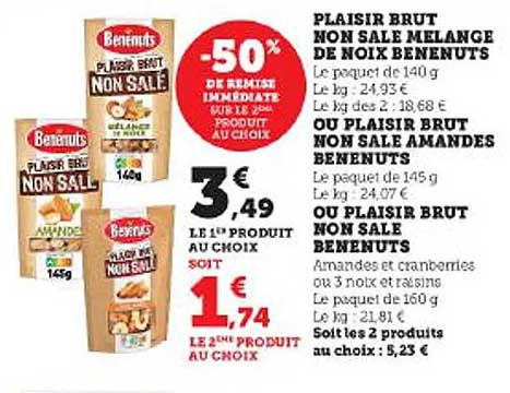 plaisir brut non salé mélange de noix benenuts ou plaisir brut non salé amandes benenuts ou plaisir brut non salé benenuts