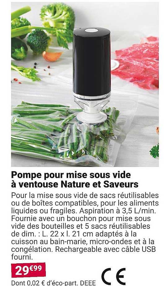 pompe pour mise sous vide à ventouse nature et saveurs