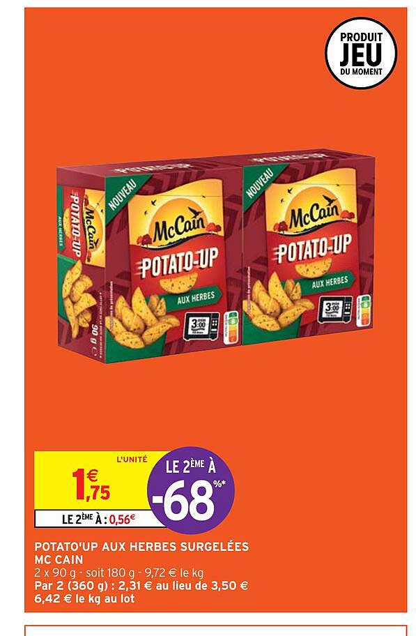 potato'up aux herbes surgelées mc cain