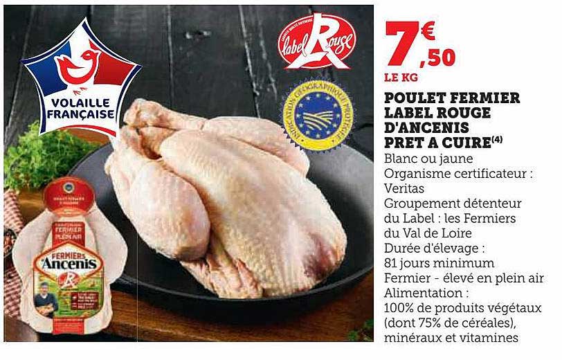 poulet fermier label rouge d'ancenis prêt à cuire