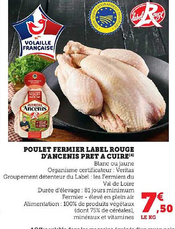 poulet fermier label rouge d'ancenis prêt à cuire