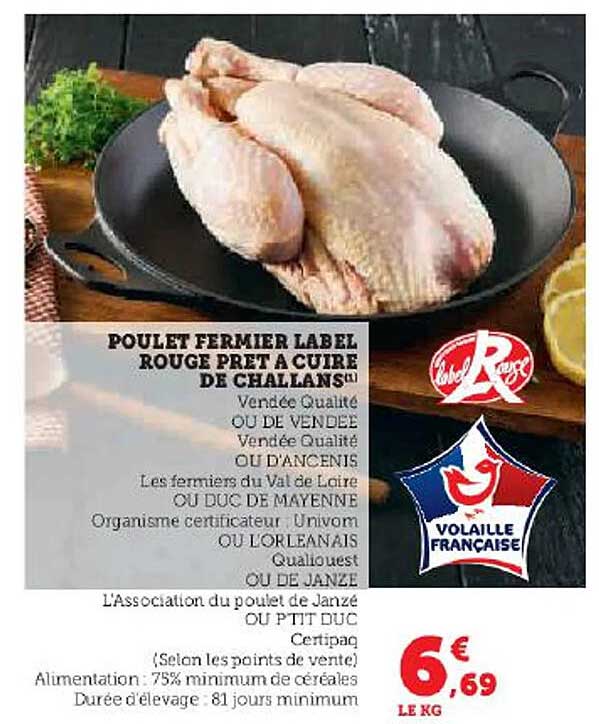 Poulet Fermier Label Rouge Prêt à Cuire De Challans