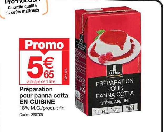 préparation pour panna cotta en cuisine
