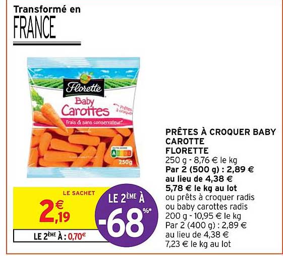 prêtes à croques baby carotte florette