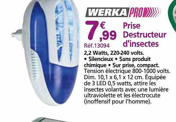 prise destructeur d'insectes werka pro