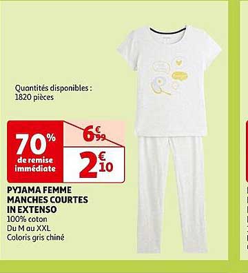 pyjama femme manches courtes inextenso