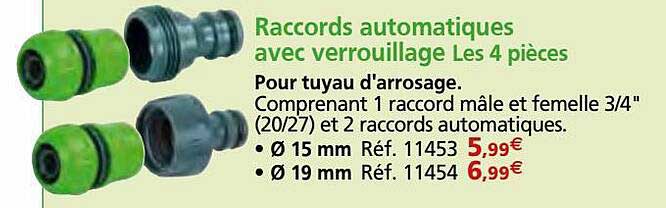 raccords automatiques avec verrouillage les 4 pièces
