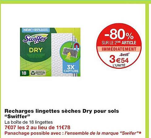 Recharges Lingettes Sèches Dry Pour Sols "swiffer"