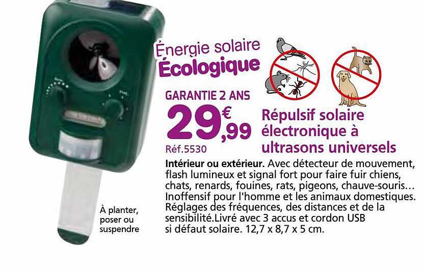 répulsif solaire électronique à ultrasons universels