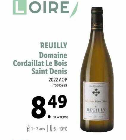 reuilly domaine cordaillat le bois saint denis 2022 aop